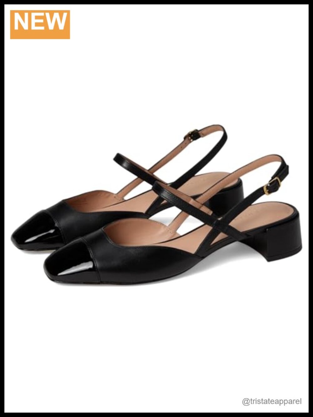 Women's Leather Slingback Block Heel Pump Peep Toe Formal Shoe